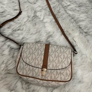 Michael Kors - Crossbody Bag - White and Brown w/ Gold Hardware